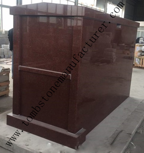 india red granite double crypts mausoleum2